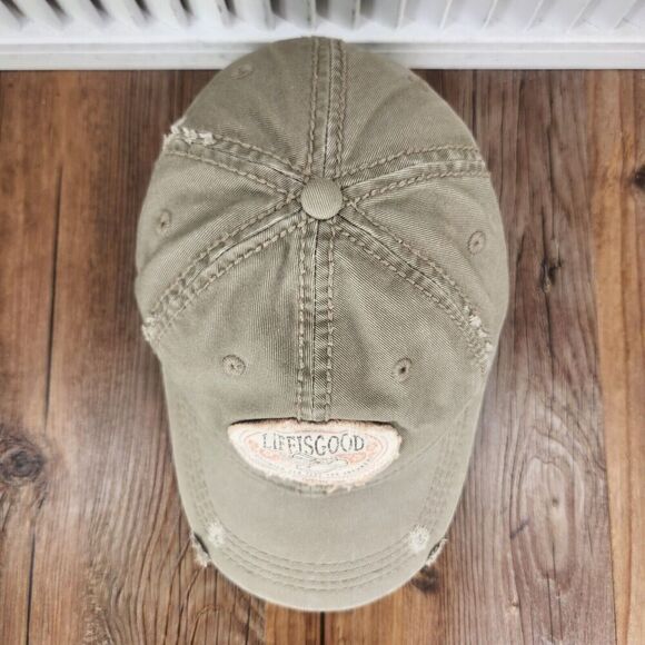 Life is Good Distressed Strapback Hat Cap Gray 'Optimism Can Take You Anywhere' - Picture 7 of 10